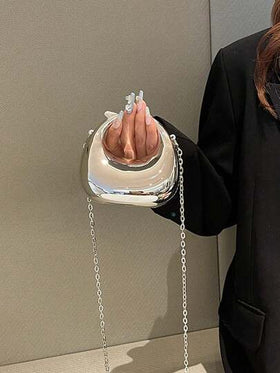 حقيبة يد بشكل هلال من الأكريليك، حقيبة يد صغيرة بشكل نخيل، حقيبة كتف وحقيبة متعددة الاستخدامات بسلسلة، مناسبة لأحمر الشفاه والسماعات وغيرها من الأغراض