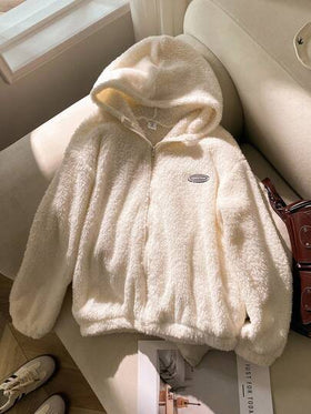 SHEIN معطف بناتي، رياضي كاجوال، قماش فرائي أحادي اللون + زخرفة شارة رياضية، طول قصير أكمام طويلة جاكيت هودي خارجية، يُرتدى مع تي شيرت، جاكيت، بنطلون، بنطلون رياضي، ملابس شتوية للأطفال
