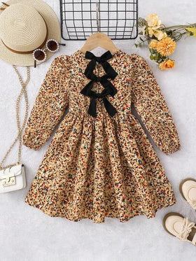Emery Rose Kids Emery Rose Kids فستان شيفون كاجوال مزخرف بنقشة زهور صغيرة للفتيات الصغيرات