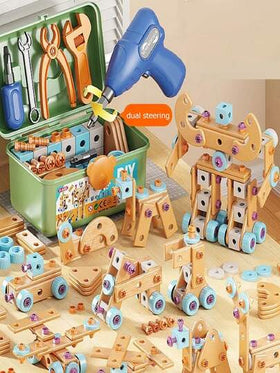 مجموعة ألعاب أدوات لعبة الألغاز ثلاثية الأبعاد DIY، لعبة تعليمية مبكرة للأطفال، مجموعة أدوات المهندس المحاكية تشمل مثقاب كهربائي وصواميل وصندوق أدوات، هدايا عيد الميلاد للأولاد والبنات، مجموعة أدوات محاكاة للعب بيت الدمى والألعاب التمثيلية