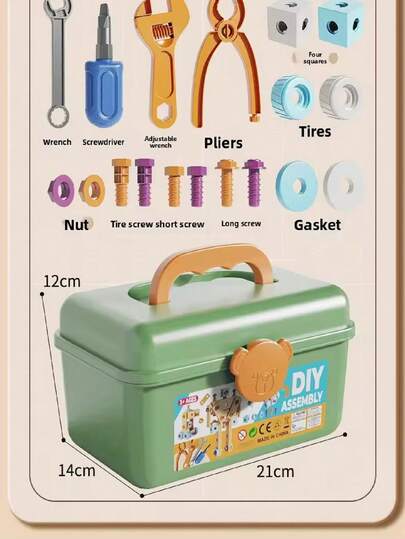 مجموعة ألعاب أدوات لعبة الألغاز ثلاثية الأبعاد DIY، لعبة تعليمية مبكرة للأطفال، مجموعة أدوات المهندس المحاكية تشمل مثقاب كهربائي وصواميل وصندوق أدوات، هدايا عيد الميلاد للأولاد والبنات، مجموعة أدوات محاكاة للعب بيت الدمى والألعاب التمثيلية