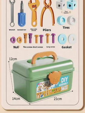 مجموعة ألعاب أدوات لعبة الألغاز ثلاثية الأبعاد DIY، لعبة تعليمية مبكرة للأطفال، مجموعة أدوات المهندس المحاكية تشمل مثقاب كهربائي وصواميل وصندوق أدوات، هدايا عيد الميلاد للأولاد والبنات، مجموعة أدوات محاكاة للعب بيت الدمى والألعاب التمثيلية