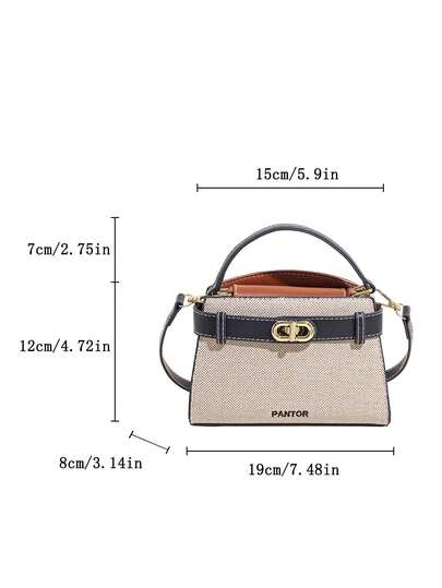 حقيبة نسائية صغيرة مربعة متعددة الاستخدامات محمولة للكتف/متقاطعة/مقبض علوي بألوان متباينة، أنيقة وكاجوال