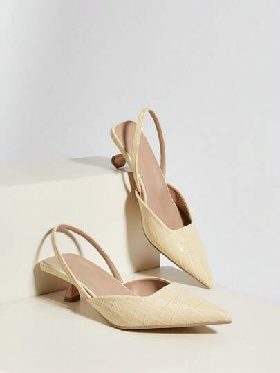 أحذية كعب قطة ذات ملمس حجري للنساء، كعب عالي أنيق بأصبع مدبب، كعب عالي عصري بحزام الكاحل وأصبع مفتوح (قطع عشوائي)