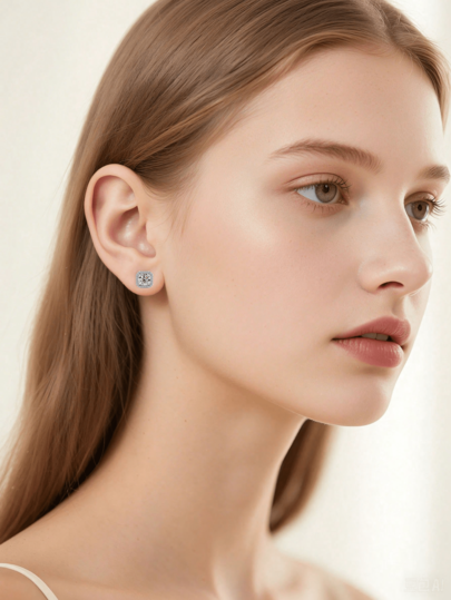 زوج من أقراط الفضة الإسترليني عيار 925 مرصعة بالكامل بحجر الموسانيت المربع، مجوهرات موسانيت أنيقة هدية للنساء، مناسبة للاستخدام اليومي والكاجوال والتنقل والسفر وارتداء الحفلات، تأتي في علبة هدية رقيقة، مجوهرات عصرية لجميع المناسبات