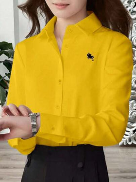 EMERY ROSE قميص كاجوال للنساء بأكمام طويلة وأزرار، بطبعة فارس، ملابس كاجوال للربيع للجامعة، ملابس خريفية للنساء