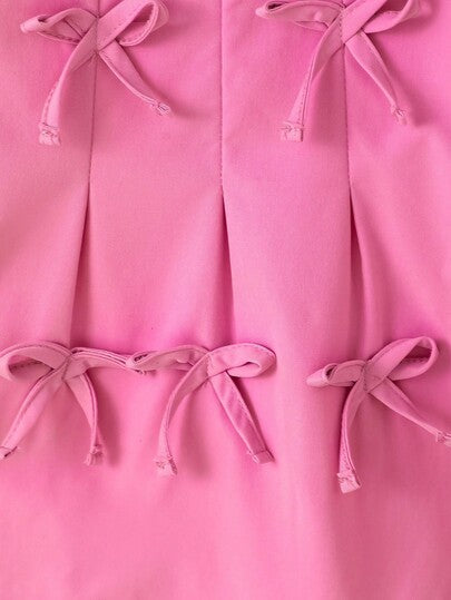 SHEIN Playful Pals مجموعة بدلة فتاة شابة مكونة من 2 قطعة، ملابس علوية مزين بفيونكة جميلة وبنطلون واسع الساق، مناسبة لفصلي الربيع والخريف