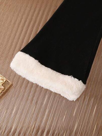 SHEIN طقم جاكيت مزينة بفيونكة وبنطال خصر مطاطي للفتيات الصغيرات، خريف/شتاء