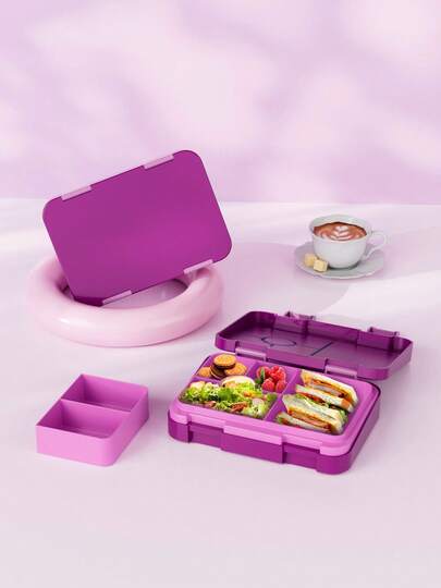 صندوق غداء بينتو - حاوية غداء مانعة للتسرب مع 5 أقسام، صندوق وجبات خفيفة قابل لإعادة الاستخدام لتحضير الوجبات، صندوق غداء للتحكم في الحصص للأطفال والكبار، للمدرسة والمكتب والسفر وتخزين الطعام في النزهات