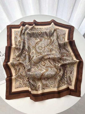 وشاح حريري مربع 70*70 سم، وشاح رأس مطبوع من الساتان للنساء، وشاح رقبة، شريط رأس، لف رأس موضة، شال، وشاح