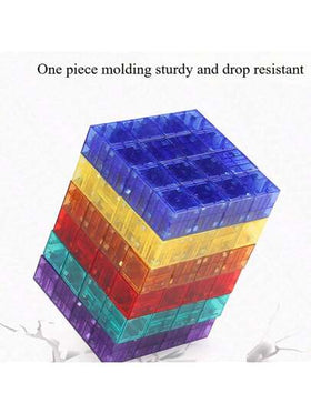 كتل مغناطيسية شفافة قوية، ألعاب الأطفال الفكرية والرياضيات المتنوعة، تعليم مبكر وهندسة مكعبات مغناطيسية (ألوان الكتل موزعة عشوائيًا)