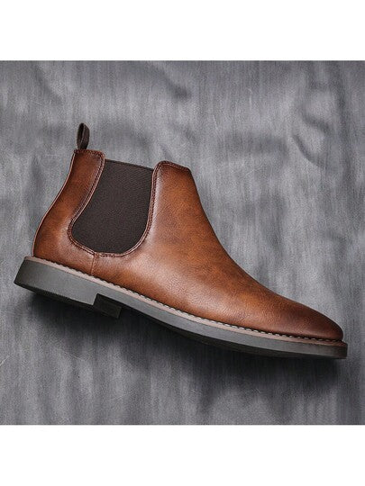بوت أنكل كاجوال بطراز رجعي مناسب للجينز، بوت تشيلسي للرجال، متناسق مع السترة