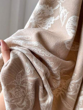 وشاح جاكار أنيق بطبعة زهرية، شال بوهيمي دافئ للنساء، مناسب للغرف المكيفة، إكسسوار موضة للخريف/الشتاء للفستان
