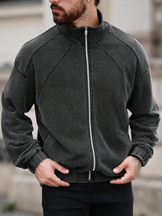 Manfinity Homme معطف كاجوال للرجال مزين بالرقع، خريفي