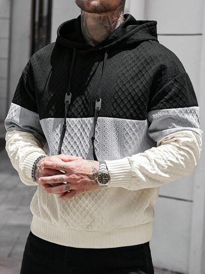 Manfinity CasualCool معطف هودي مع حزام ، ملابس خارجية للرجال في الخريف ، ملابس رجالية لخريف 2025 ، هودي أساسي للرجال للخارج ، قماش بنسيج هرنسي ، تصميم بسحاب ، هدية مثالية للحبيب/الزوج ، ألوان كتل باللون الأسود والرمادي والمشمش