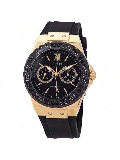 Guess ساعة نسائية كوارتز من غيس لايملايت W1053L1، قطر 39 مم، قرص أزرق، حالة ذهبية وردية، سوار سيليكون أزرق، شاشة التاريخ واليوم (24 ساعة)، مقاومة للماء 30 متر، موضة كاجوال W1053L2 W1053L3 W1053L5 W1053L6 W1053L7 W0775L5 GW0431L1