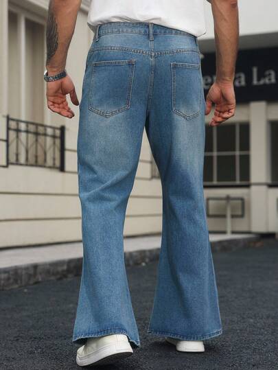 Manfinity Roughcore سراويل جينز مزينة بالراين ستون للرجال والنساء، مناسبة لجميع المواسم