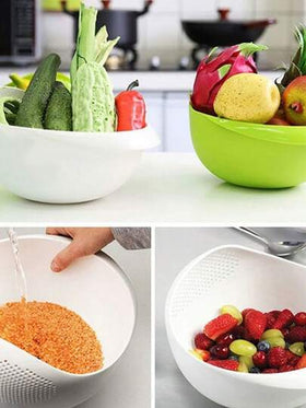 1 قطعة غسالة أرز للمطبخ، منخل، حوض غسيل بلاستيكي، غسالة أرز متعددة الوظائف، منخل أرز، سلة تصريف بلاستيكية، سلة تنظيف خضروات وفواكه منزلية، تصميم مثقب، تصريف فعال، أداة مطبخ متينة. مناسبة لغسل وتصريف الخضروات والفواكه والأرز.