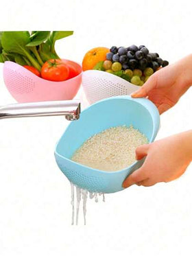 غربال غسيل الأرز، أداة غسل الأرز، سلة تصريف الخضروات والفواكه المنزلية، منخل غسل الأرز بشبكة دقيقة، وعاء غسل الأرز البلاستيكي
