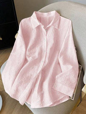 SHEIN بلوزة أنيقة نسائية فضفاضة رقيقة الظهر مربوطة الأكمام طويلة الأكمام، مناسبة للربيع والصيف