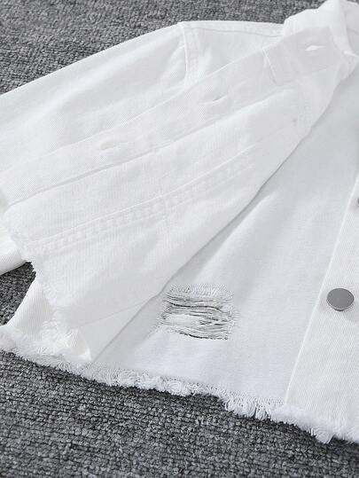 SHEIN معاطف وجاكيتات جينز مبهتة للفتيات المراهقات، جاكيت جينز قصير مغسول باللون الأبيض البالي، قماش ناعم ومريح، وعملي، ملابس خارجية من الجينز للفتيات
