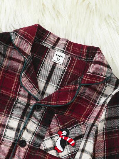 SHEIN بدلة كاجوال مكونة من كارديجان ذو ياقة مربعة وبنطلون للأولاد، طراز كلاسيكي بسيط