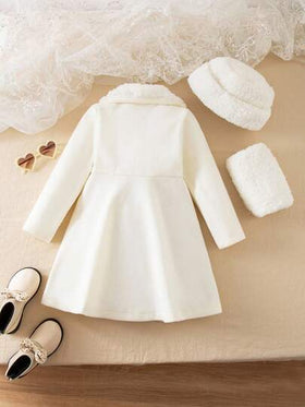 Emery Rose Kids Emery Rose Kids جاكيت مقنعة بيضاء جميلة للفتاة الصغيرة، طقم قفازات، متعددة الاستخدامات للخريف/الشتاء