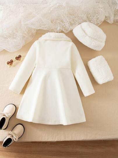 Emery Rose Kids Emery Rose Kids جاكيت مقنعة بيضاء جميلة للفتاة الصغيرة، طقم قفازات، متعددة الاستخدامات للخريف/الشتاء
