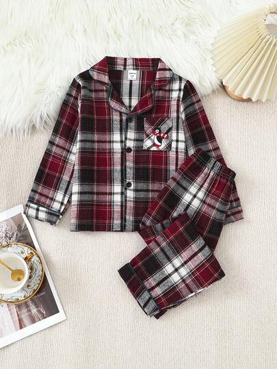 SHEIN بدلة كاجوال مكونة من كارديجان ذو ياقة مربعة وبنطلون للأولاد، طراز كلاسيكي بسيط