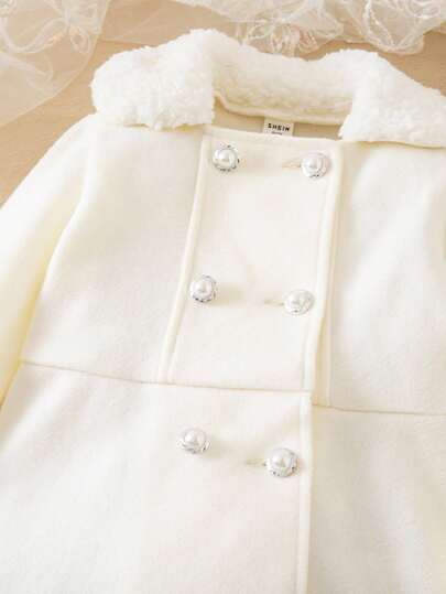 Emery Rose Kids Emery Rose Kids جاكيت مقنعة بيضاء جميلة للفتاة الصغيرة، طقم قفازات، متعددة الاستخدامات للخريف/الشتاء