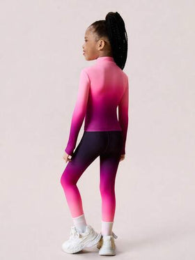 SHEIN مجموعة ملابس رياضية للبنات قطعتين، جاكيت مطاطي مناسب للقوام مع سحاب وبنطال رياضي ضيق خصر عالي، مناسب للرياضات كاليوغا والتنس والريشة الطائرة والأنشطة الخارجية والتدريب اليومي