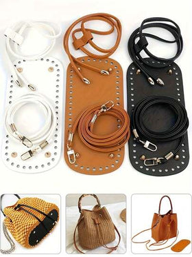 طقم صنع المحفظة DIY - يشمل قاع الحقيبة المثقوبة مسبقًا ، طقم صنع المحفظة DIY مع سلسلة ، قاع حقيبة الدلو من جلد البولي يوريثان والحزام الكتفي ، طقم صنع المحفظة DIY مع حزام كتف قابل للفصل وسلسلة ، مناسب لصنع حقيبة اليد الكروشيه ، طقم صنع حقيبة من جلد مقلد ،