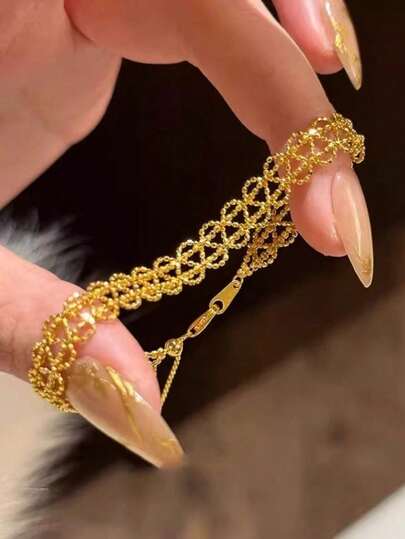 Tsnamer 1 قطعة سوار نحاسي بتصميم الدانتيل على الطراز الميلاني، تصميم عتيق وبسيط، متعدد الاستخدامات للارتداء اليومي