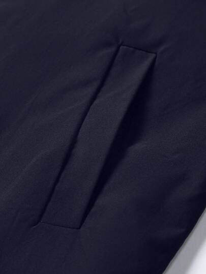 Manfinity Homme معطف كاجوال أحادي اللون بسحاب وأكمام طويلة، خريف