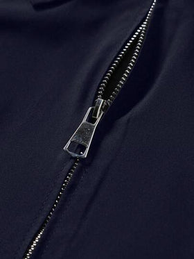 Manfinity Homme معطف كاجوال أحادي اللون بسحاب وأكمام طويلة، خريف