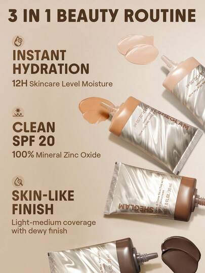 SHEGLAM Dew & Done ملون خفيف للبشرة مع Spf20-Nude علامة تجارية جمال مكياج ميكب مستحضرات تجميل للنساء الفتيات مثالي لفصل الشتاء الربيع مثالي ل- Y2K أزياء أنيقة رمضان هدية حفلة جاهز أفضل لون