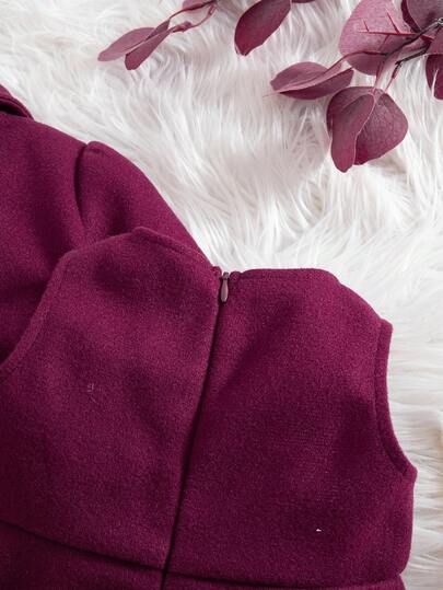 SHEIN فستان أنيق بدون أكمام وطقم معطف للبنات الصغيرات، لفصلي الخريف والشتاء، قطعتان