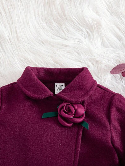 SHEIN فستان أنيق بدون أكمام وطقم معطف للبنات الصغيرات، لفصلي الخريف والشتاء، قطعتان