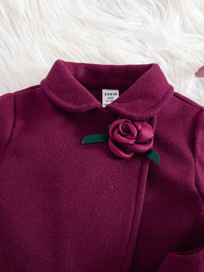 SHEIN فستان أنيق بدون أكمام وطقم معطف للبنات الصغيرات، لفصلي الخريف والشتاء، قطعتان