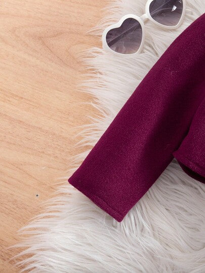 SHEIN فستان أنيق بدون أكمام وطقم معطف للبنات الصغيرات، لفصلي الخريف والشتاء، قطعتان