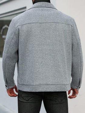 Manfinity CasualCool معطف قصير أنيق بأكمام طويلة، مناسب للخروج والعمل والسفر والحفلات وغيرها من المناسبات، رائع للأزواج ويشكل هدية ممتازة للأصدقاء أو الأزواج أو الأصدقاء باللون الرمادي