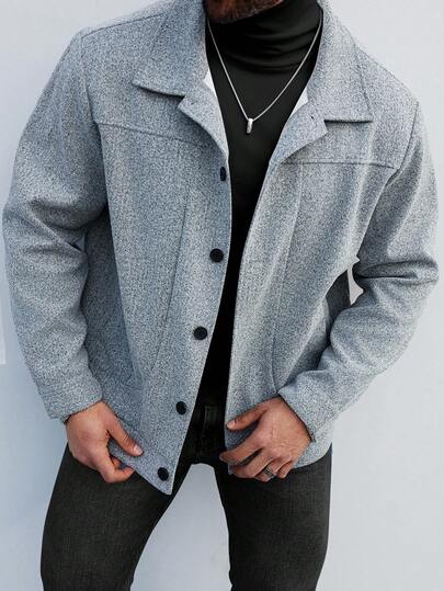 Manfinity CasualCool معطف قصير أنيق بأكمام طويلة، مناسب للخروج والعمل والسفر والحفلات وغيرها من المناسبات، رائع للأزواج ويشكل هدية ممتازة للأصدقاء أو الأزواج أو الأصدقاء باللون الرمادي