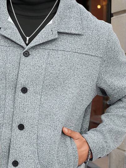 Manfinity CasualCool معطف قصير أنيق بأكمام طويلة، مناسب للخروج والعمل والسفر والحفلات وغيرها من المناسبات، رائع للأزواج ويشكل هدية ممتازة للأصدقاء أو الأزواج أو الأصدقاء باللون الرمادي