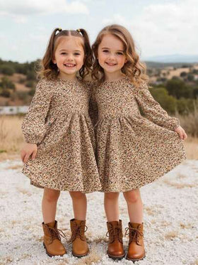 Emery Rose Kids Emery Rose Kids فستان شيفون كاجوال مزخرف بنقشة زهور صغيرة للفتيات الصغيرات