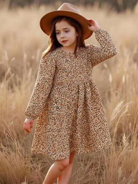 Emery Rose Kids Emery Rose Kids فستان شيفون كاجوال مزخرف بنقشة زهور صغيرة للفتيات الصغيرات