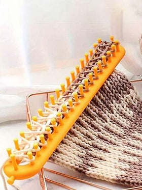 طقم صناعة يدوية بآلة نسج، أدوات DIY للنسج والكروشيه، وإكسسوارات ملونة عشوائية لمشاريع البطانية والوشاح والقبعة والشال والخياطة