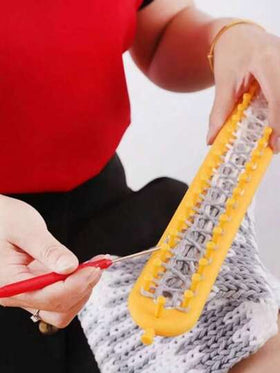 طقم صناعة يدوية بآلة نسج، أدوات DIY للنسج والكروشيه، وإكسسوارات ملونة عشوائية لمشاريع البطانية والوشاح والقبعة والشال والخياطة