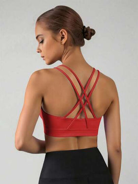 SHEIN حمالة صدر رياضية لفتيات المراهقات تمتص الرطوبة، قابلة للإزالة، أشرطة متقاطعة، مناسبة للرياضة واللياقة البدنية
