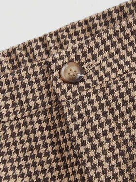 SHEIN MOD بنطلون بنمط الهندسي السميك مع جيب أمامي، كاجوال للأعمال للنساء، بنطلون نسائي بلون الخردل، ملابس محترفة، بنطلون نسائي، بنطلون موحد، بنطلون نسائي واسع الساق للخريف/الشتاء