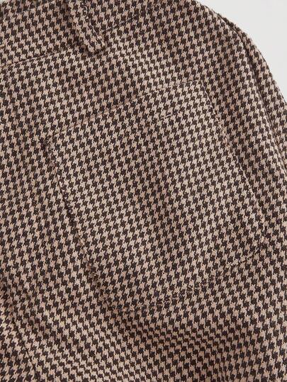 SHEIN MOD بنطلون بنمط الهندسي السميك مع جيب أمامي، كاجوال للأعمال للنساء، بنطلون نسائي بلون الخردل، ملابس محترفة، بنطلون نسائي، بنطلون موحد، بنطلون نسائي واسع الساق للخريف/الشتاء